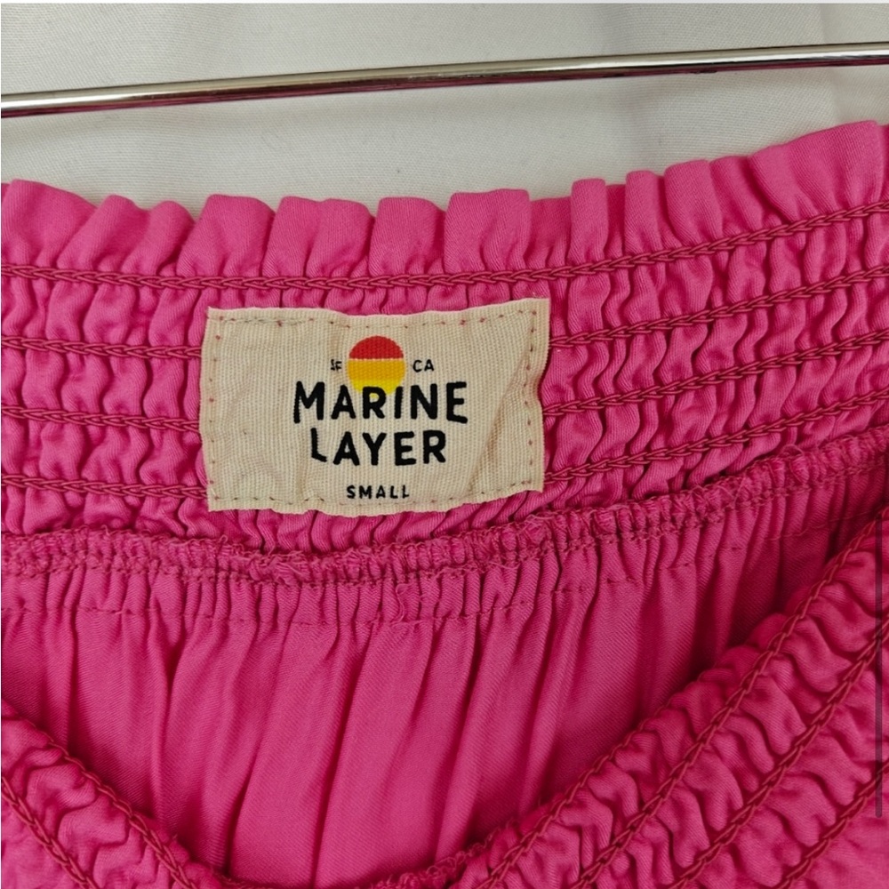 MARINE LAYER Colorblock Tiered Midi Slit Skirt In Fuschia Orange Red Pink Small - Picture 10 of 12